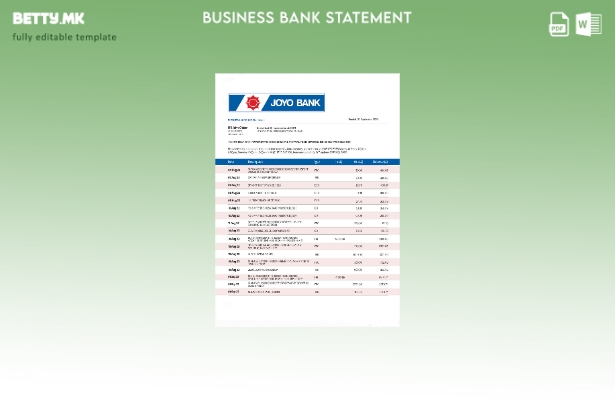 Модерен стил на компанијата Joyo Bank за проверка на изводот на сметката Word и 